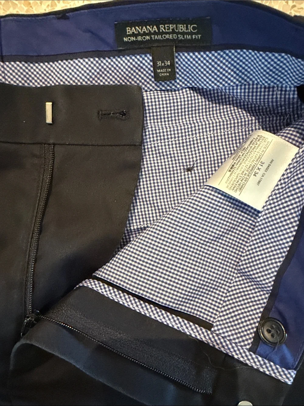 Banana Rebublic Non Iron Modern Slim Fit Black Dress Chino Pants 31 x 34